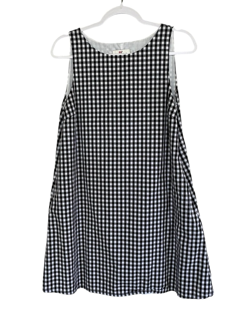 Vineyard Vines Black and White Gingham Sleeveless A-Line Dress